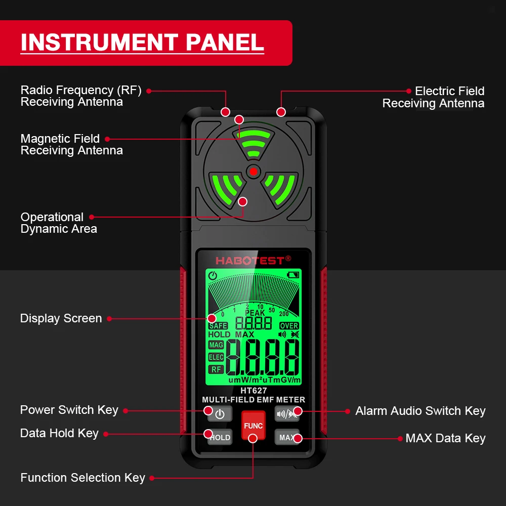 HT629 Nuclear Radiation Detector Geiger counter X-ray Beta Gamma Radioactivity detector for Nuclear professional wastewater Test