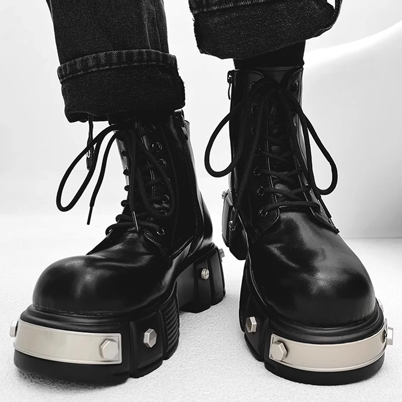 italian brand designer high platform boots for men fashion soft leather shoes cowboy spring autumn boot stylish motorcycle botas view 2