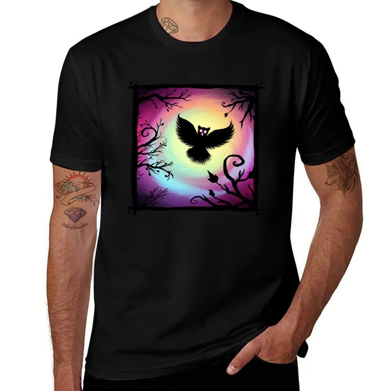 Void Owl Rainbow Vortex T-Shirt Plus Size Quick Dry Sports Tee