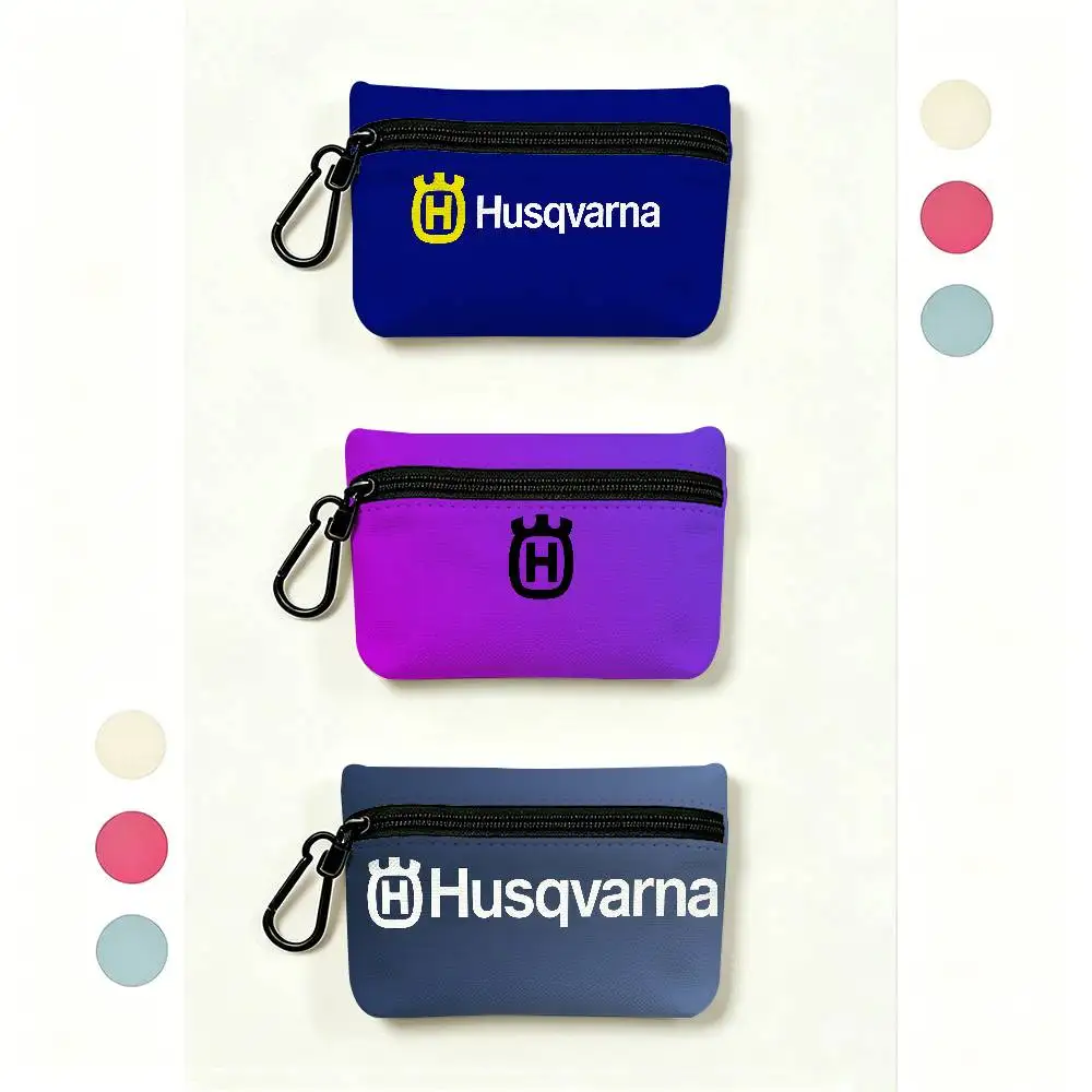 H-Husqvarna T-Tools Anti-fade Oxford Cloth Small Zipper Coin Bag Lightweight Hanging Wallet For Coins ID Cards