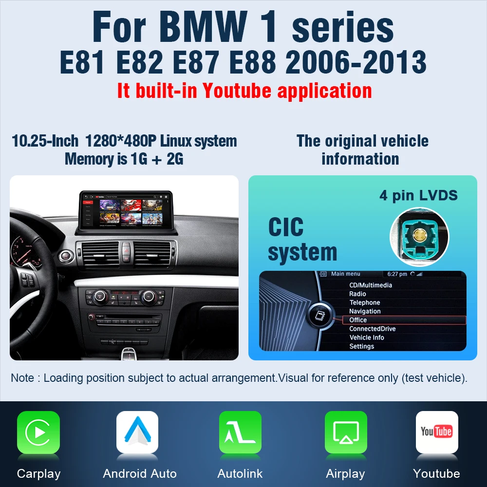 AUTOTOP 10.25" Auto Multimedia Speler voor BMW 1 Serie E87 E81 E82 E88 met YouTube CarPlay Android Auto Navigatie GPS Autoradio