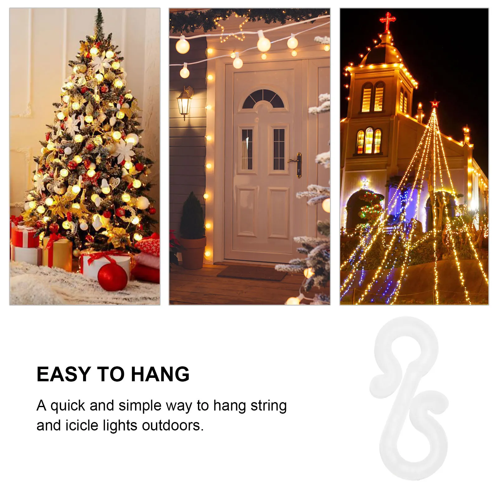 120 قطعة عيد الميلاد مصباح السنانير البسيطة S كليب لتعليق أضواء في الهواء الطلق مزراب كليب سلسلة أضواء حامل للزينة احتفالية