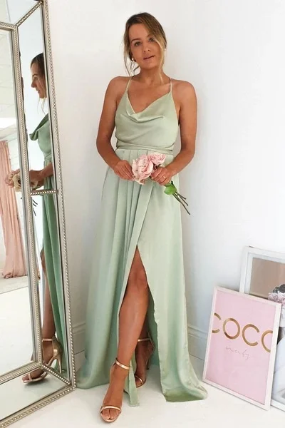 

Sexy Slit Evening Dr Strapl Gown High Waist Floor Length Adult Birthday Par Performance Long Dr without Sve