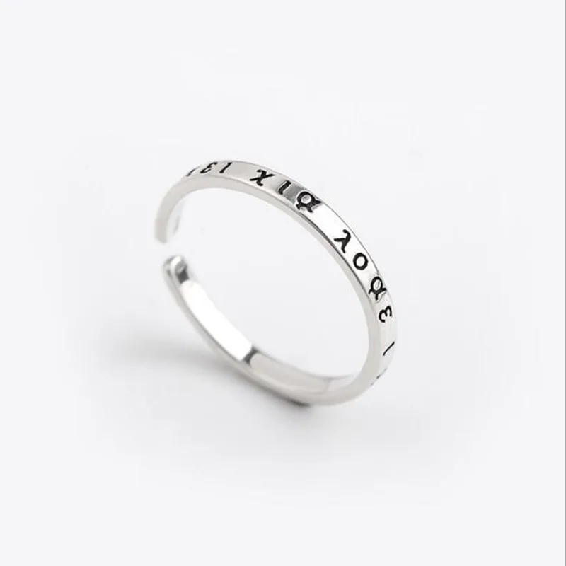 Новые Изысканные оригинальные ретро серебряные ювелирные изделия из искусственной кожи Открытые Кольца из тайского серебра с греческими буквами R048