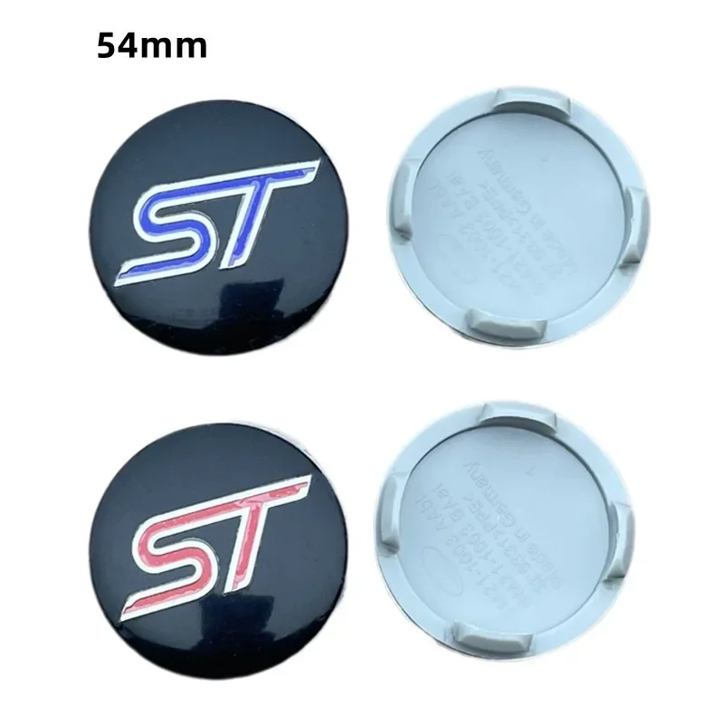 4Pcs 54mm ST Wheel Center Caps Cover Hub Cap Car Emblem Badge For Ford Mondeo Mustang Focus Fiesta ST Logo Auto Accessories