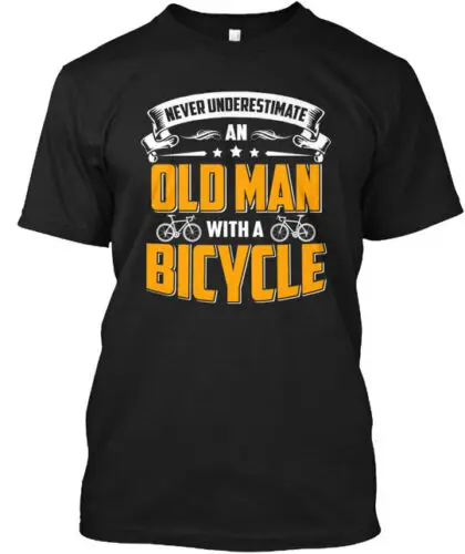 Old Man With A Bicycle T-Shirt Made in the USA Size S to 5XL