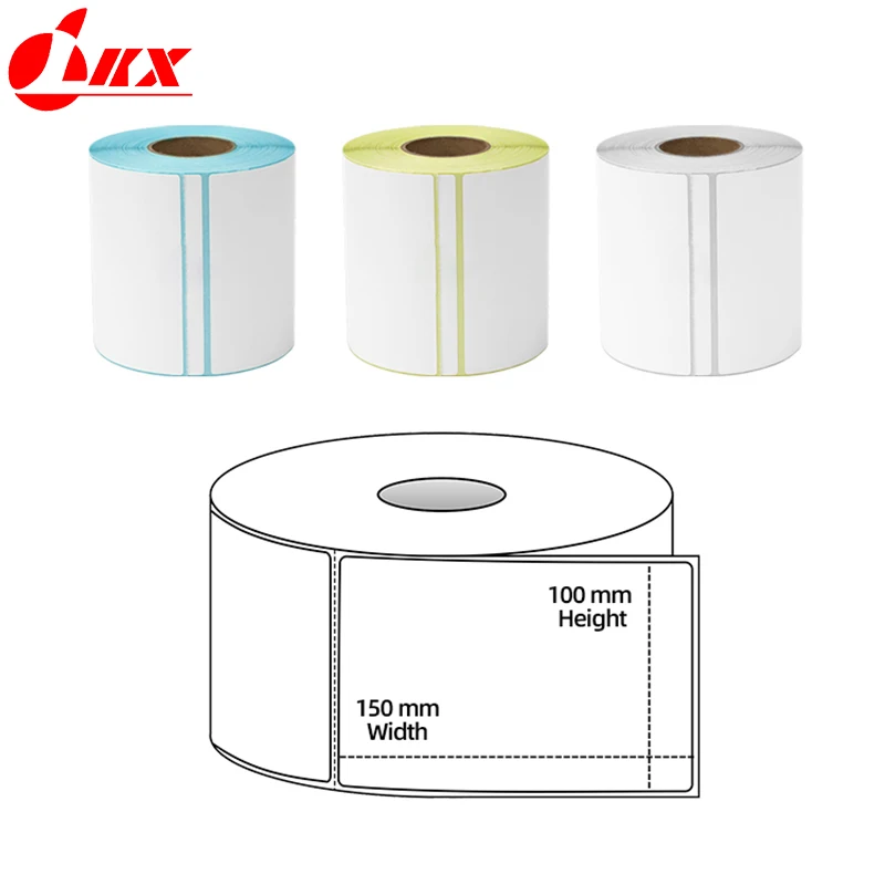 LKX-Thermal Printer Shipping Labels, Etiqueta para todos os fins, impermeável, à prova de óleo, fundo amarelo, papel autocolante, 100x150mm, 300pcs