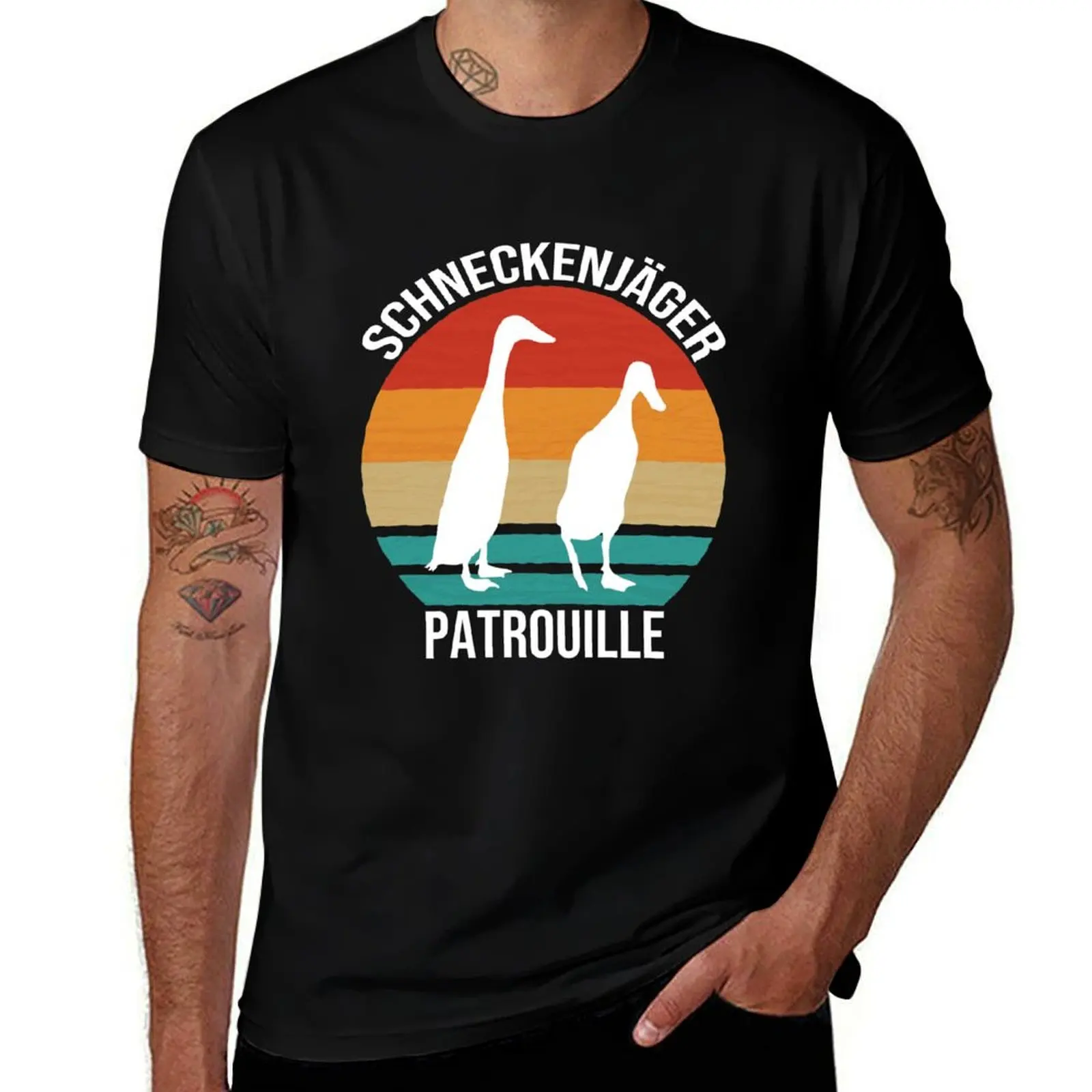 Running duck snail hunter patrol gardener T-Shirt Athletic Quick Dry T-Shirt for Men
