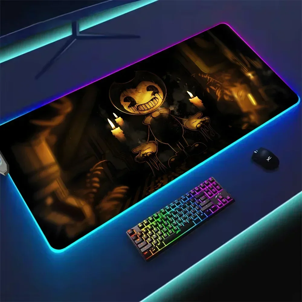 Game B-Bendy and machine DoorMat LED Light RGB Luminous Keyboard DeskMat Color Waterproof Office Mouse Computer Anti-slip Rubber