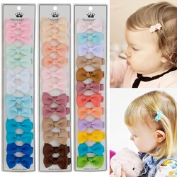 12Pcs/Lot  Solid Color Grosgrain Ribbon Bowknot Kids Hair Clips Handmade Bows Baby Girls Barrettes Hairpins Photo Props Gift Set