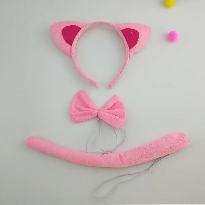 성인 어린이 봉제 인형 소년, 고양이 귀 머리띠, 넥타이 테일, 동물 생일 파티 코스프레, 크리스마스 할로윈 코스튬