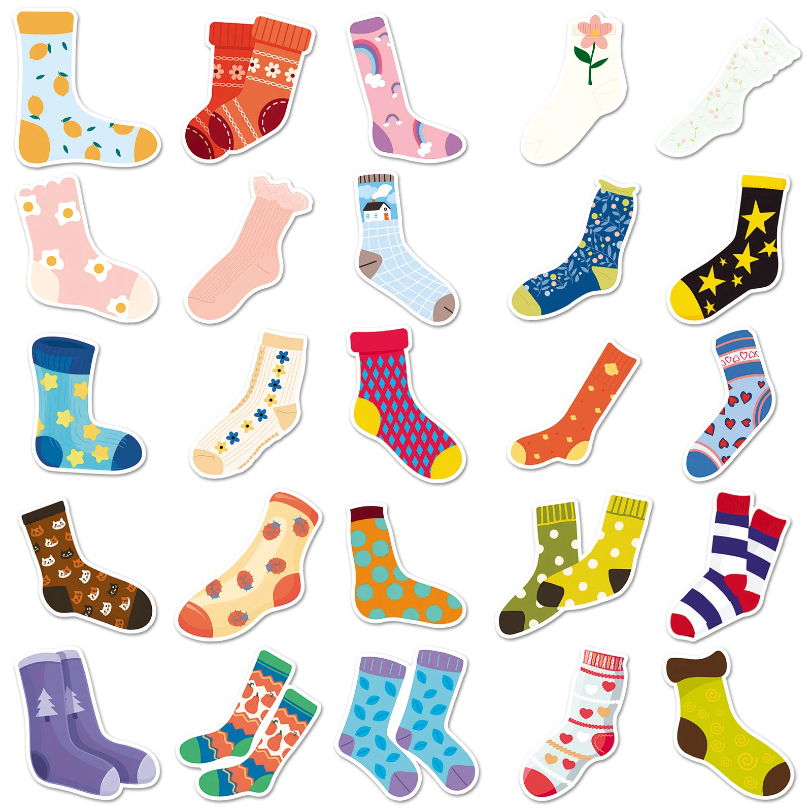 50Pcs/Pack INS Novelty Cartoon Sock Classification Series Stickers PVC Waterproof Stickers Decals For Kids Boys Girls Toys Gifts