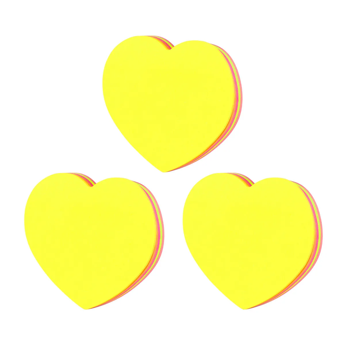 Heart Shape Self-Adhesive Memo Pads, 3pcs Reusable Sticky Notes for Office, Home, School & Study Reminders