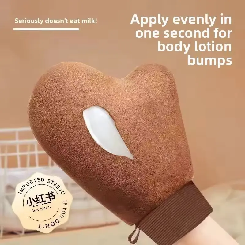 Body Lotion Glove Self-Tanning Mitt Double-Sided Prevents Sticky Hands Applicator Quick Dry Flocking Glove Makeup Applicator