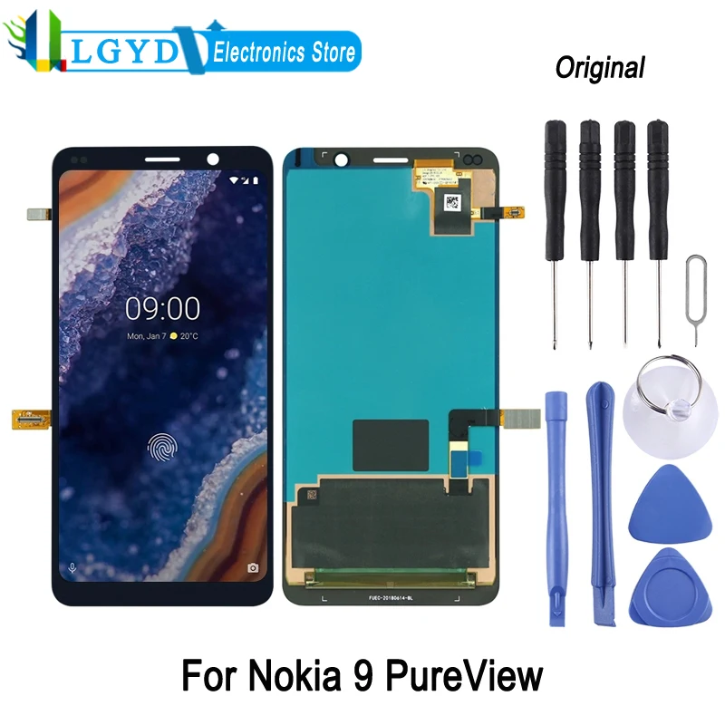 5.99-inch OLED LCD Screen For Nokia 9 PureView Phone LCD Display with Digitizer Full Assembly Replacement Part