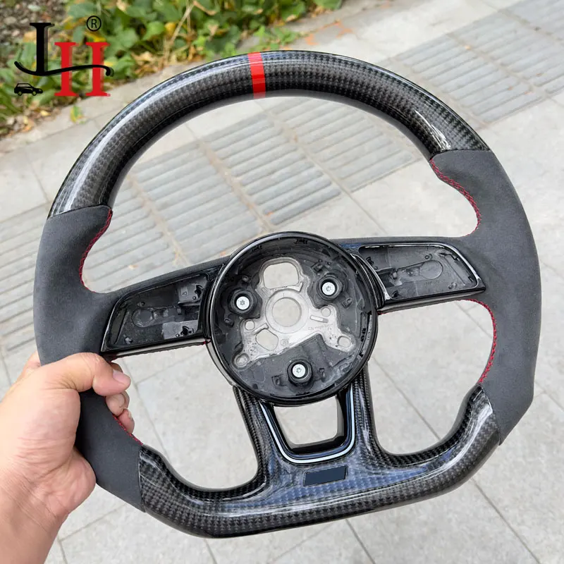 Fully perforated semi-perforated steering wheel for Audi A3 A4 A5 S3 S4 S5 2017-2022 leather flat bottom steering wheel sport