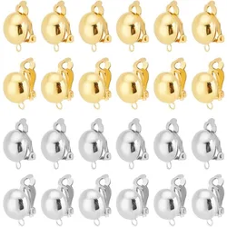 40 Pcs Brass Clip-on Earring Converter Component with Easy Open Loop 2 Colors for Non-Pierced Ears