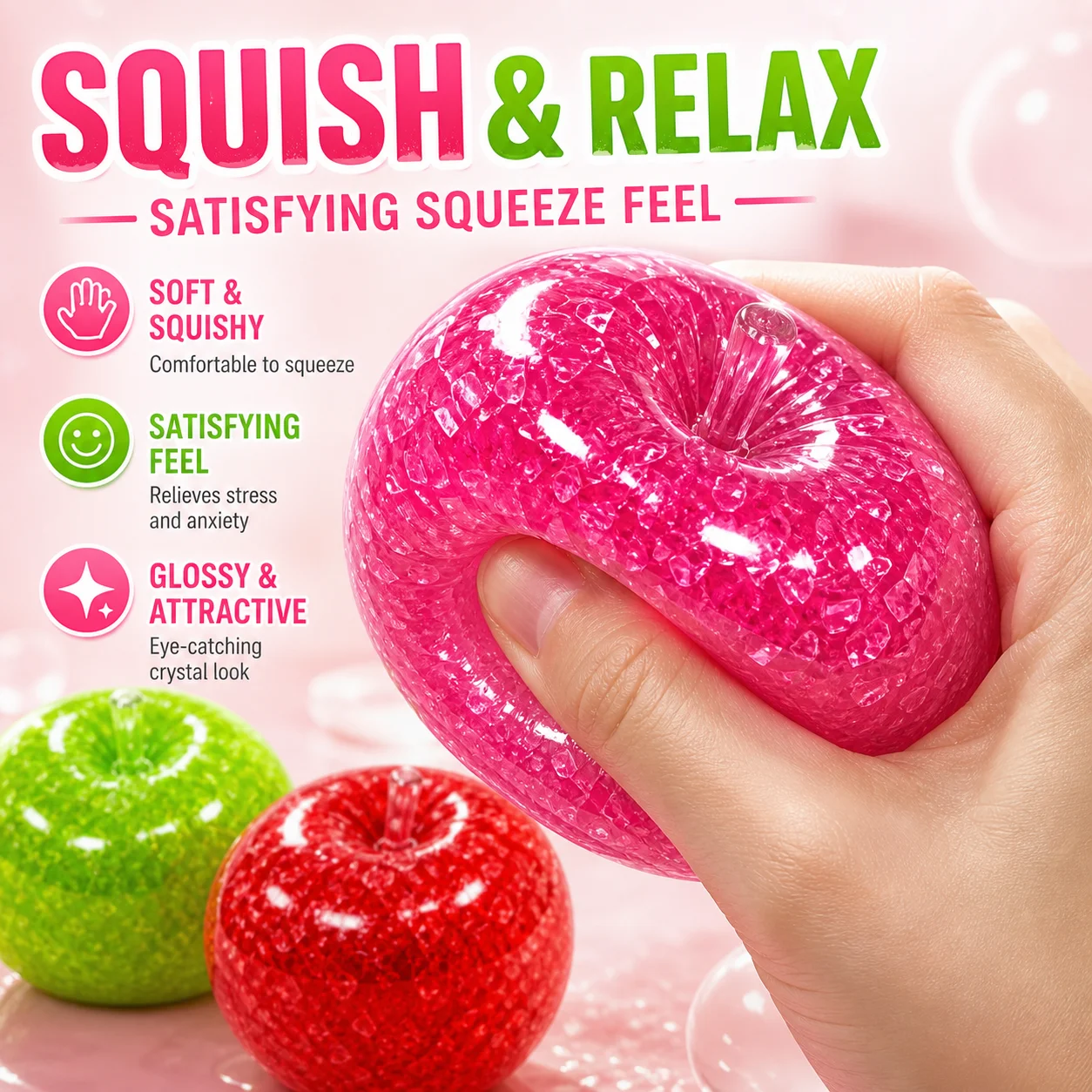 Apple Smoothie Squishy Toy Moldable Realistic Fruit Stress Relief Cute Jelly Feel Squeeze Pinch Venting Decompression Toy