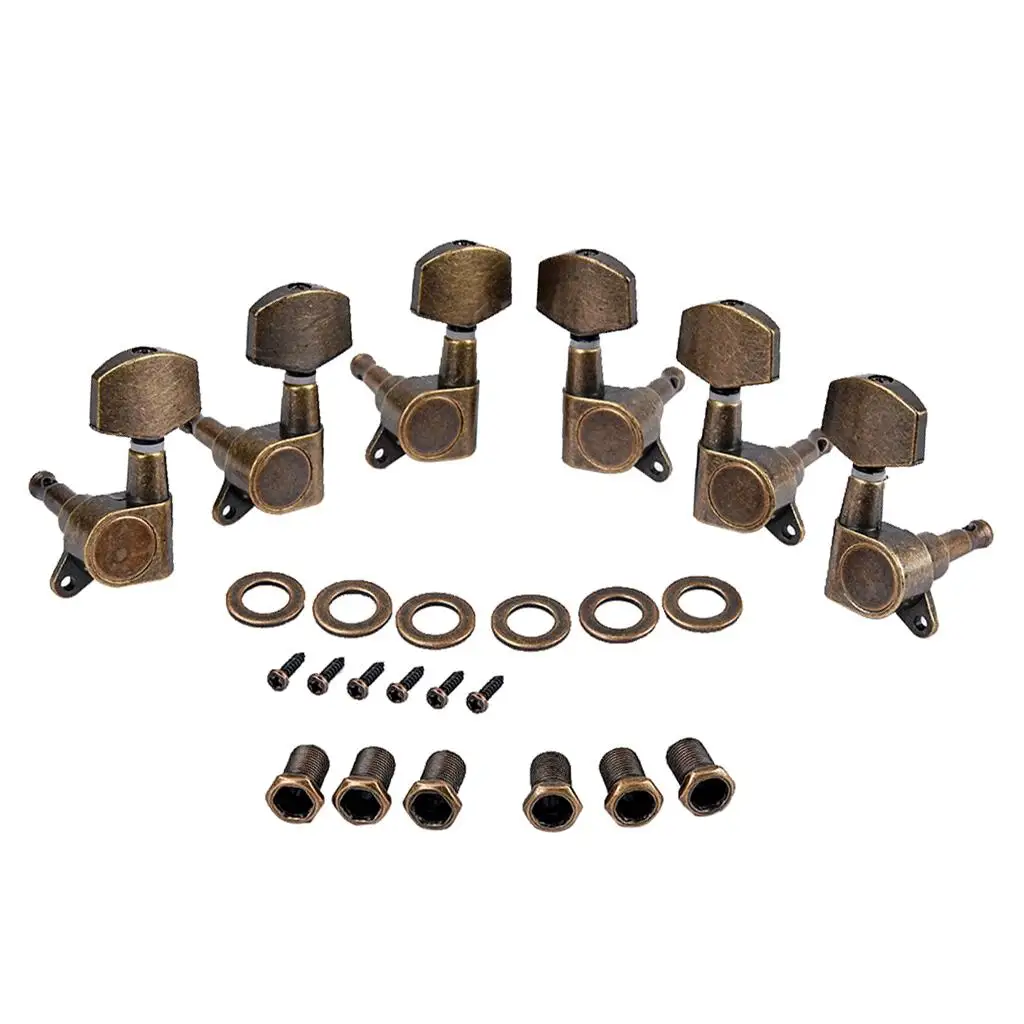6pcs 3R 3L Acoustic Guitar String Tuning Peg Tuner Machine Heads Bronze