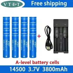 14500 Battery 3.7V Large Capacity 3800mah Lithium Ion Battery, Used for Electric Toothbrush,Barber,Razor Rechargeable Battery