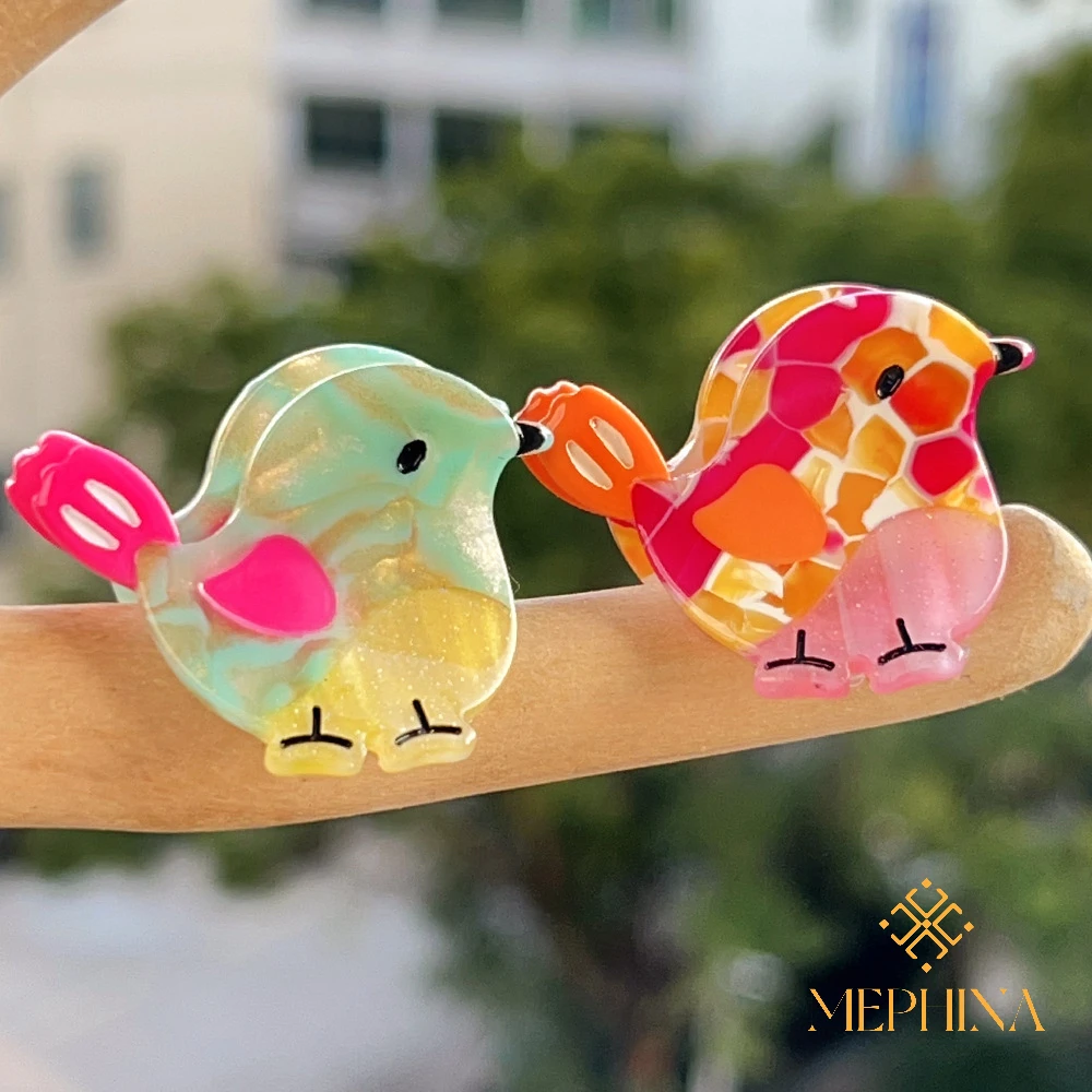 MEPHINA Animal Series Haarklammern, Vogel-Haarklammern, bunte Haarspangen, glänzende Haarnadeln, niedliche Haarklammern, Zubehör für Frauen