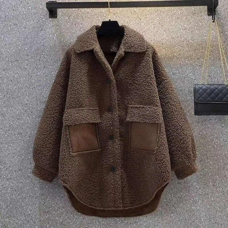 2025 Autumn/Winter New Style Slimming Thick Lamb Hair Chic Designable Coat