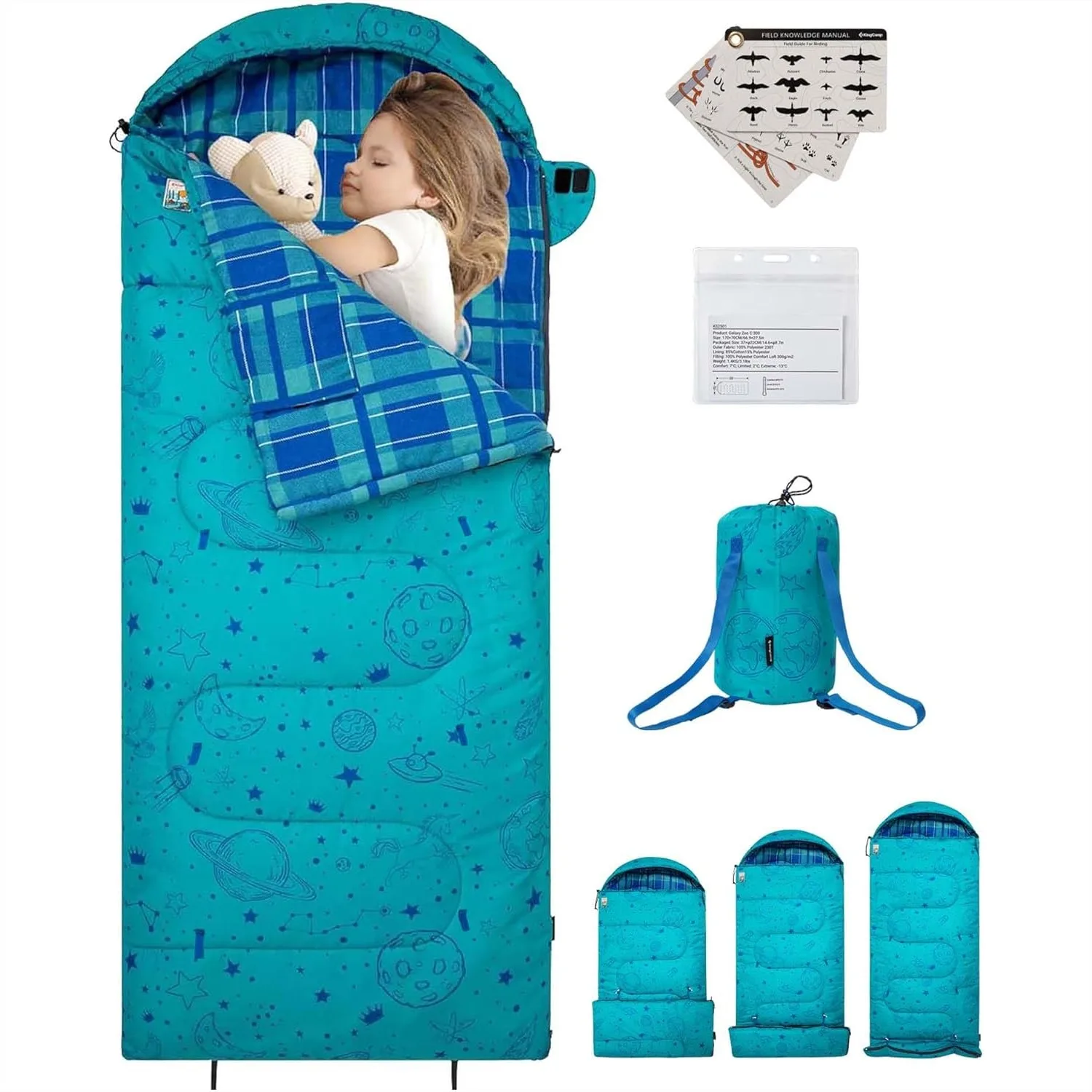 

Kids Sleeping Bag, Lightweight Waterproof Flannel for Cold Weather Camping, Fits 10-12 Children
