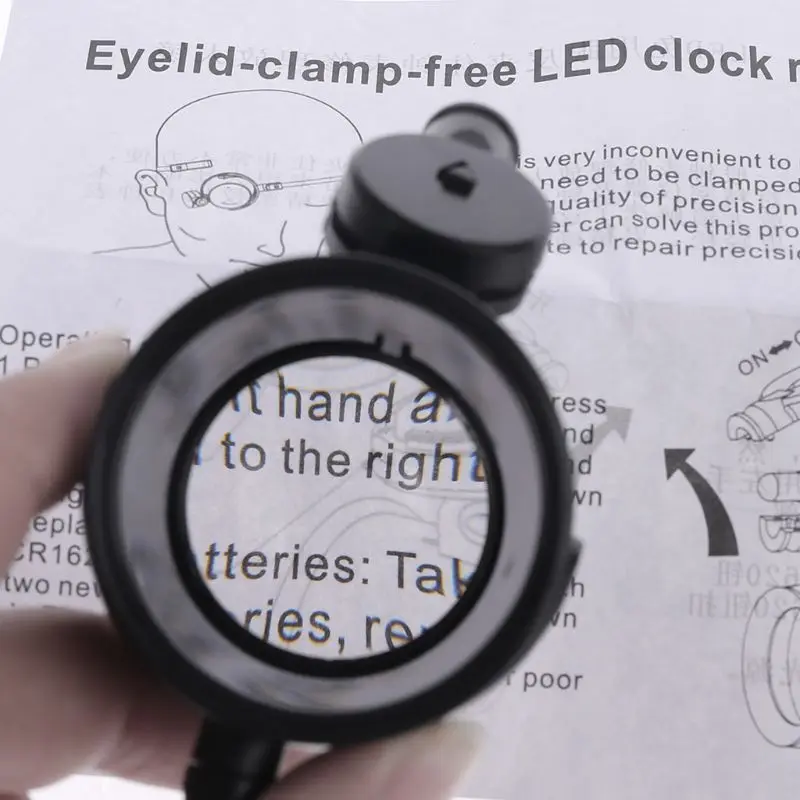 Top LED Lighted 15X Eye-Loupe Hands-Free Head Band Magnifier Watchmakers