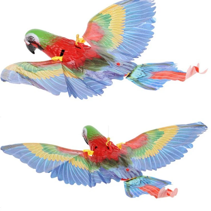 Pet Toy Electric Simulation Fake Parrot Electronic Rotation Simulation Bird Hanging Interactive Teasing Cat Dog Toy Silent Model