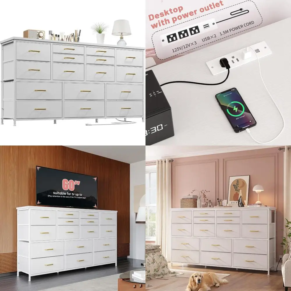 

Bedroom Dresser with 16 Drawers and TV Stand for 60-Inch TVs, Large Dressers and Chests of Drawers