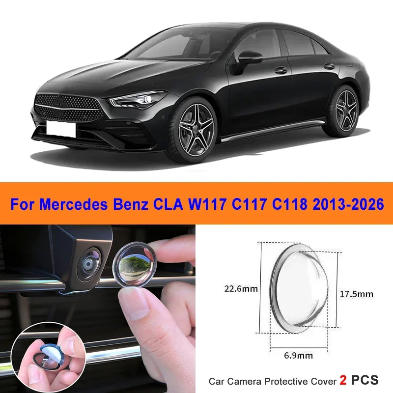 

360 Reverse Image Car Camera Cover Anti-Scratch PC Lens Protector Stickers For Mercedes Benz CLA W117 C117 C118 2013-2026 2Pcs