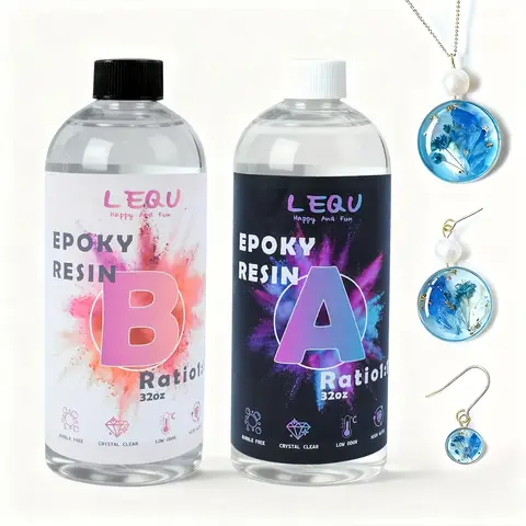 Kit de Resina Epóxi Cristalina LECU 64oz 1:1, Grande Capacidade, Resina Epóxi Sem Bolhas e Não Amarelante, Cura Rápida, Kit de Fundição de Resina DIY para Revestimento, Fundição, Fabricação de Joias, Tampos de Mesa, Tampos de Bar, Mesas Laterais de Madeira Maciça e Artesanato