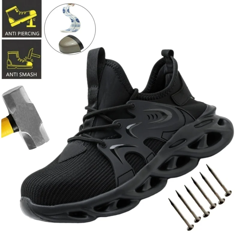 

Lace-up Safety Shoes Men Boots Steel Wire Work Sneakers Indestructible Shoes Anti-smash Steel Toe Cap Labor Shoes For Men