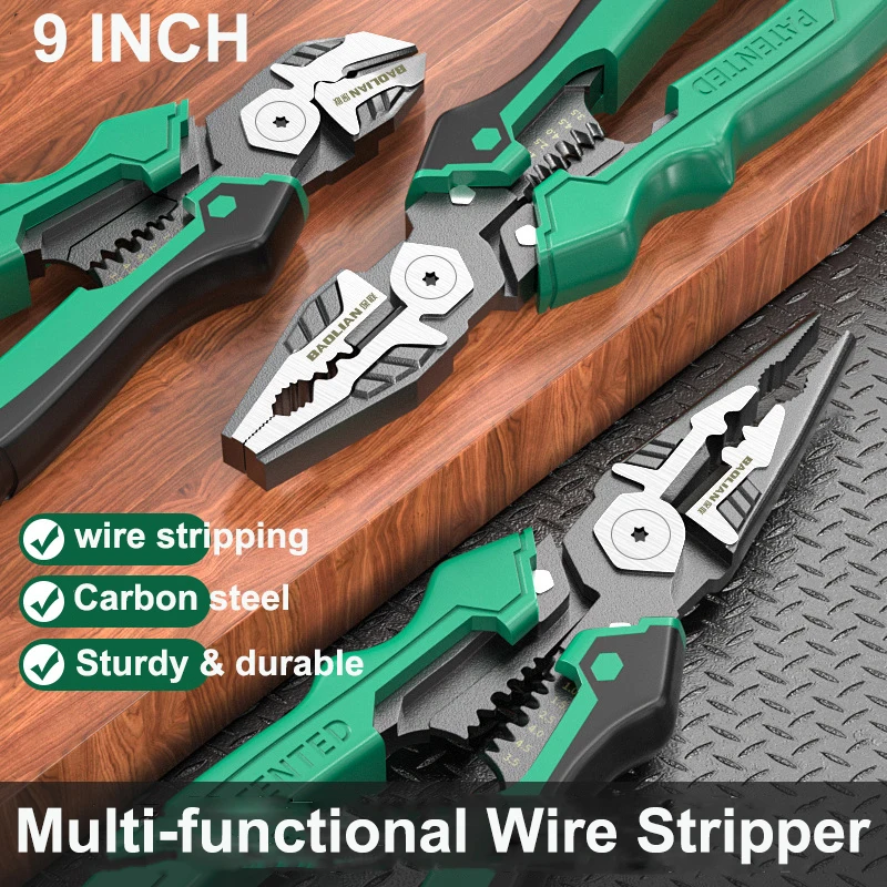 

9Inch Multi-functional Wire Stripper Industrial Grade Separate Wires Wind Cables Crimping Diagonal LongNose Pliers Wire Stripper