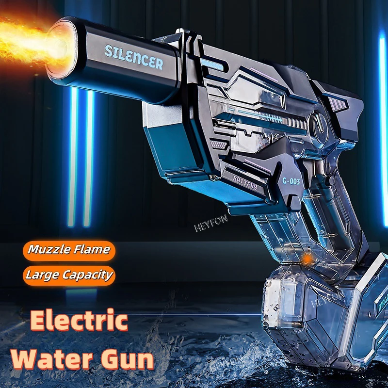

Electric Water Gun With Muzzle Light Auto Water Blaster Squirt Gun Long Range Outdoor Party Summer Water Pistol Game Toy