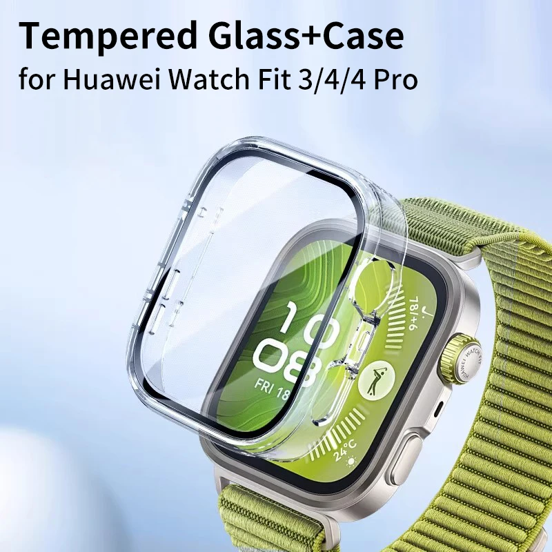 حافظة من الزجاج المقسى + حافظة لهاتف هواوي فيت 3/4/4 برو واقي للشاشة غطاء ممتص للصدمات لساعة هواوي فيت سلسلة 3 4 4Pro #3