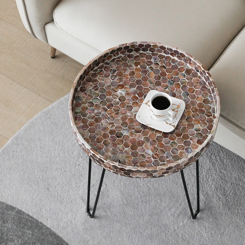 imported shell round tray with a few quiet wind storage coffee table, sofa corner and several homestay decorative tables.