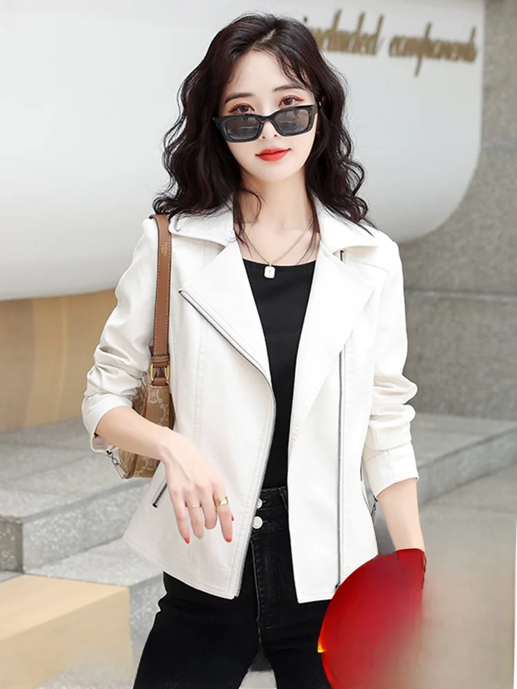 

Slim Fit Genuine Leather Jaet Women's ort eepskin Bla Spring Autumn New Sle Korean Version Small Size Coat