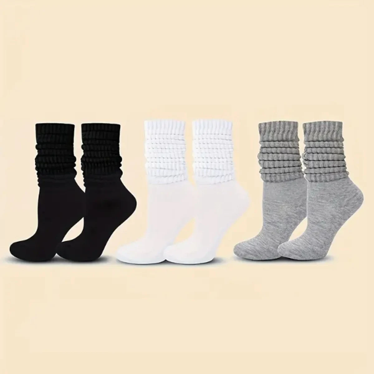 

3 пары носков с напуском, повседневные носки до середины икры, брючные носки, носки-ботинки для женщин и девочек