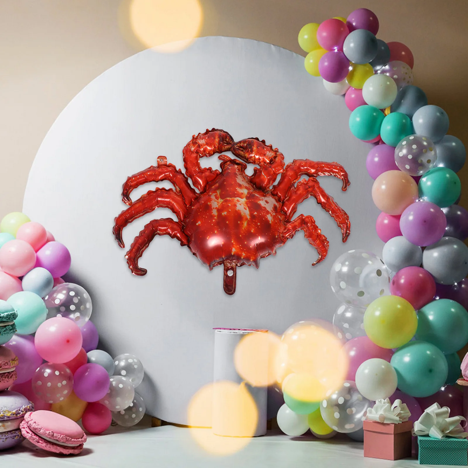 

8Pcs Crab Shaped Foil Balloons Realistic King Crab Design Birthday Party Decorations Marine Animal Theme Supplies