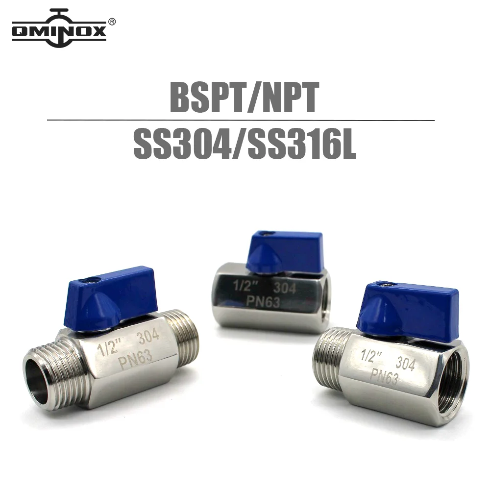 

SS304/SS316L Stainless SteelMini Ball Valve 1/8" 1/4" 3/8" 3/4" 1" Male Female ball valve BSPmale Shut Off Valves 1/2" NPT valve