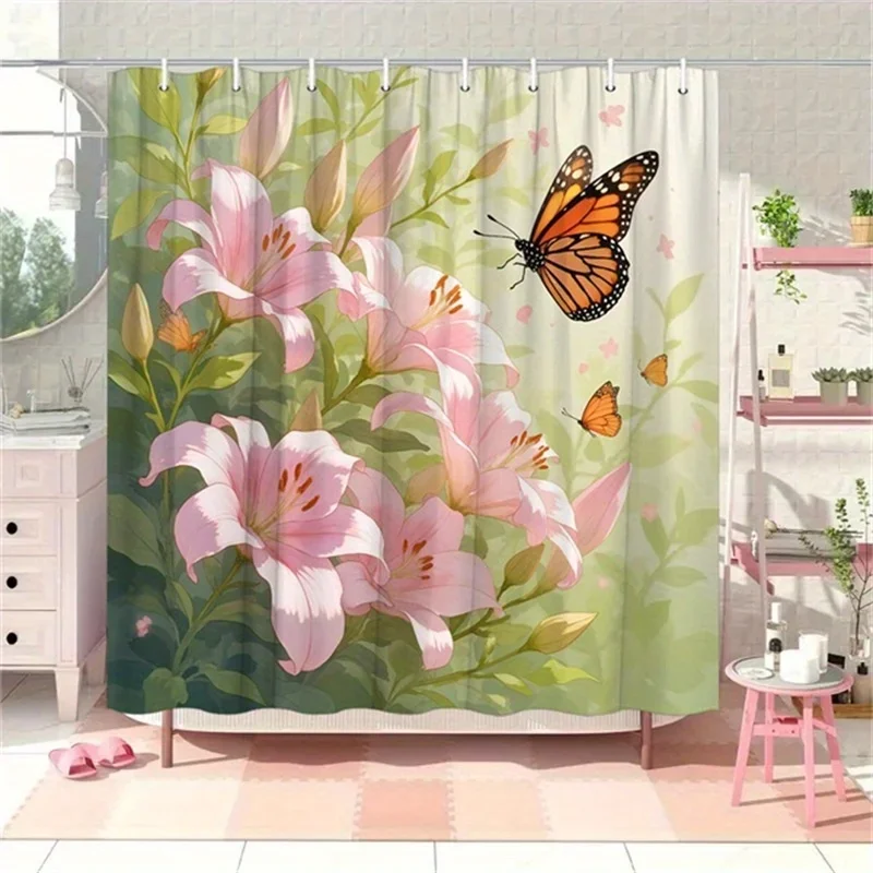 ~O~1 قطعة ستارة دش أرانب بيضاء - بيض عيد الفصح، سماء ليلية مرصعة بالنجوم، أوربس متوهجة، بوليستر، 70.8 × 70.8 بوصة، 12 خطافًا #2