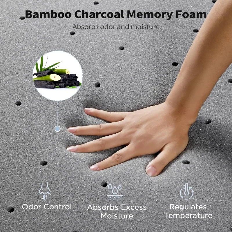 3 Inch Twin Mattress Topper, Memory Foam Mattress Topper for Cooling Sleep, Bamboo Charcoal Infusion for Odor Absorption