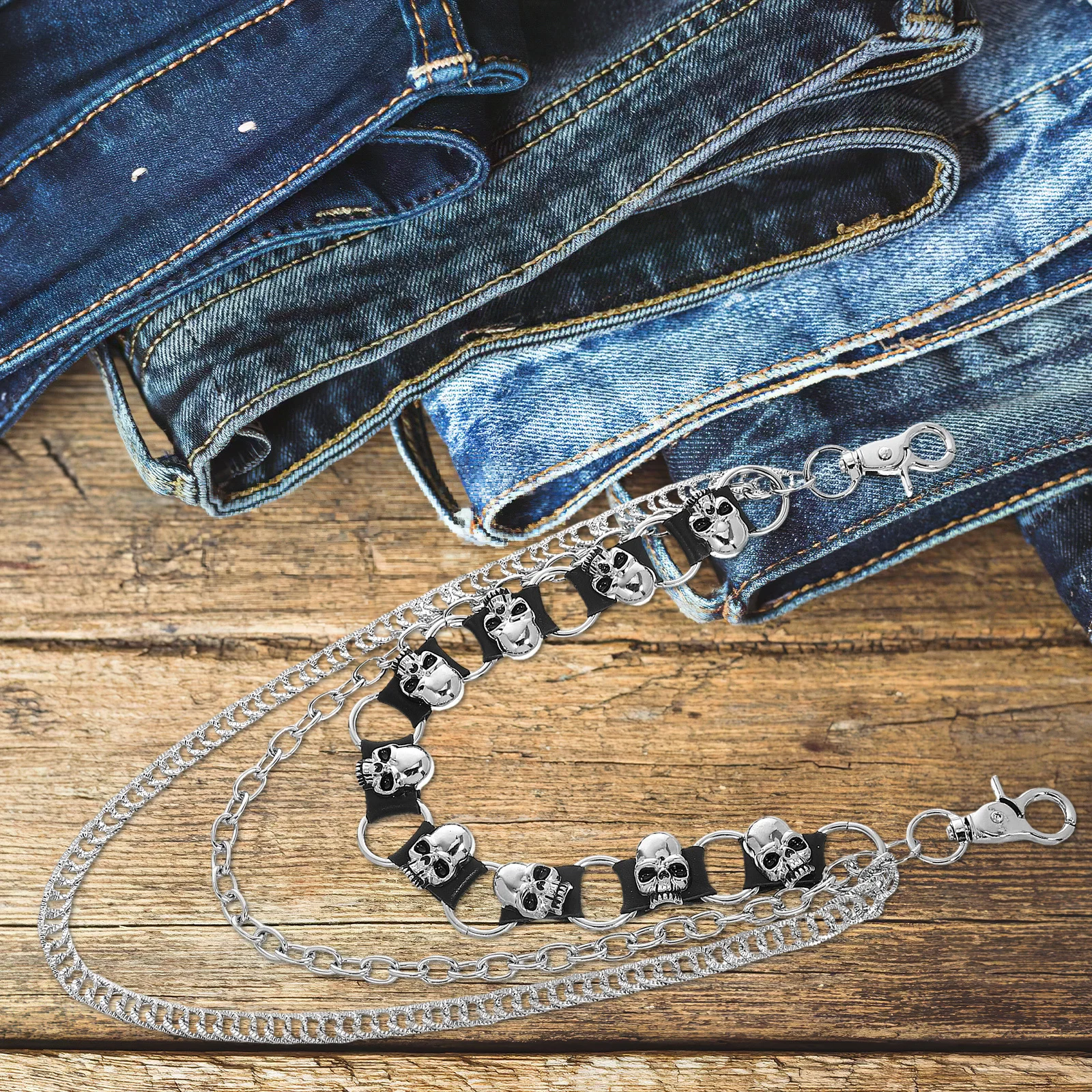 

Skull Pants Chain Multi-Layered Punk Hip Hop Metal Trouser Chain Rock Charm Daily Party Denim Wear Alternative Jewelry