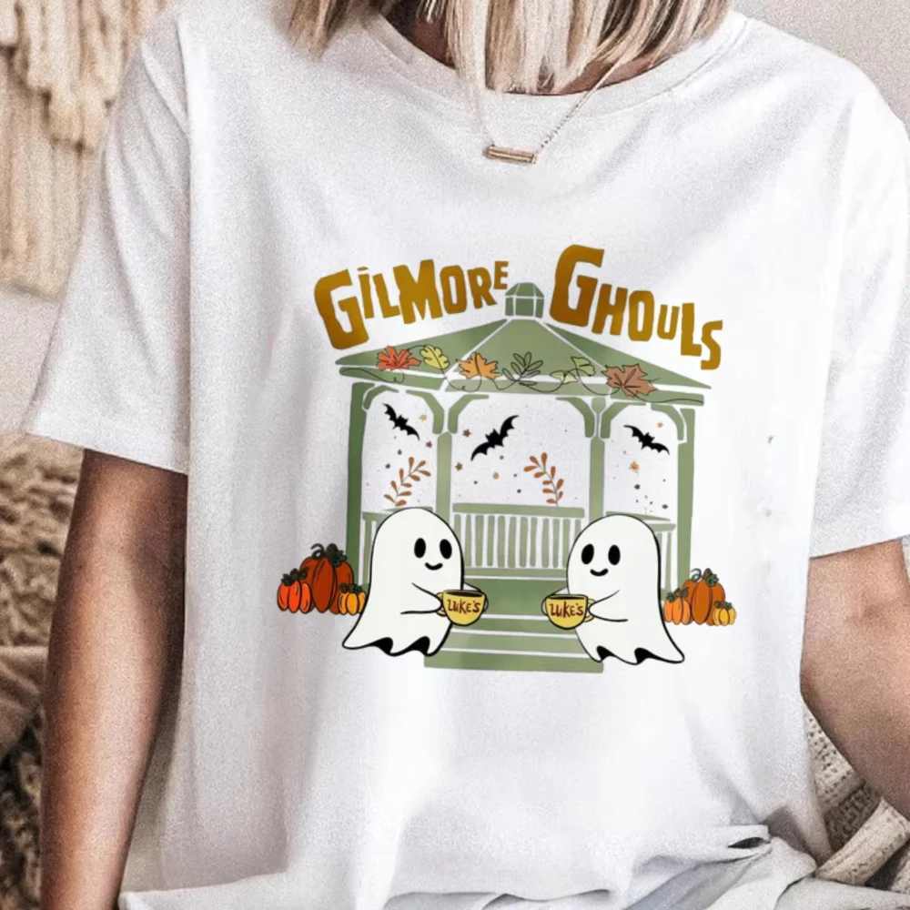 Funny Gilmore Ghouls Gazebo Tees Ghosts Holding Coffee Halloween Women Streetwear Tops Unisex Cotton Casual Short-sleeve Tshirt