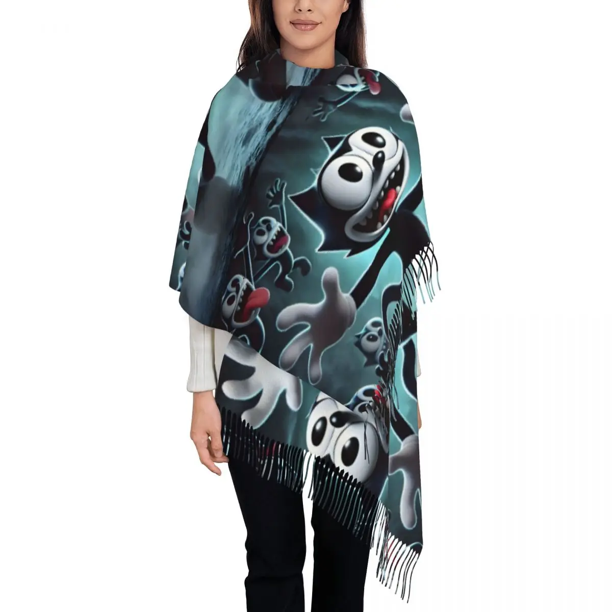 

Шарф с рисунком Felix The Cat на заказ для мужчин и женщин, зима-осень, теплые шарфы, забавные аниме, милая шаль, накидка