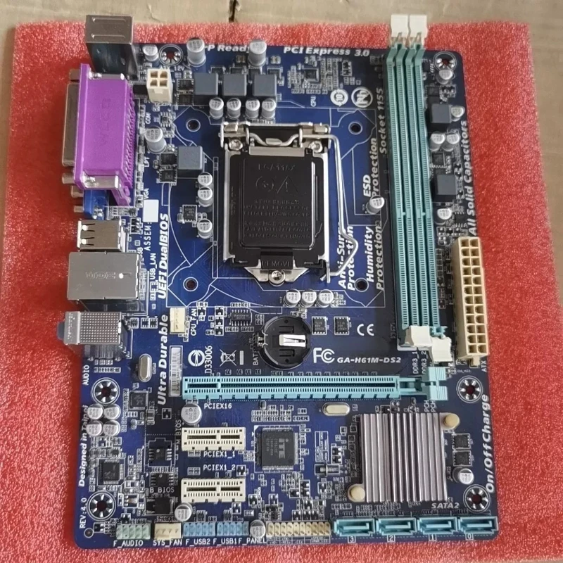 Motherboard Used for GIGABYTE GA-H61M-DS2 LGA 1155 DDR3 H61 Micro ATX Desktop PC