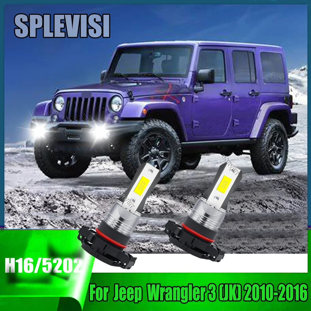 H16 5202 Fog Bulbs - Wider Beam Pattern-Eliminates Blind Spots For Jeep Wrangler 3 (JK)  2010 2011 2012 2013 2014 2015 2016