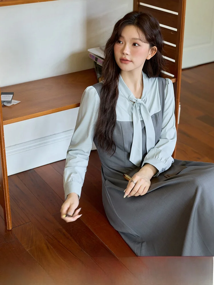 

Женская лоскутная школьная одежда больших размеров с завязкой на талии, повседневная одежда из полиэфирного волокна с застежкой-молнией Ba, повседневная одежда