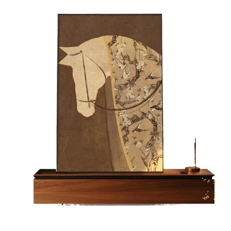 

Successful living room floor decoration painting antique sofa background wall painting French Nanyang retro entrance